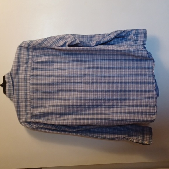 AMERICAN EAGLE, MENS LONG SLEEVE BUTTON UP SHIRT,BLUE PLAID, SIZE LARGE. - Picture 3 of 7